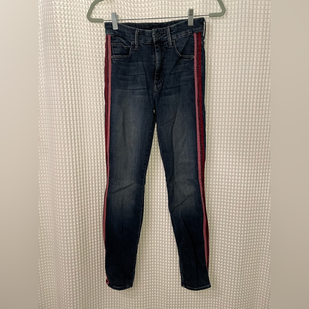 Mother “Looker” Glitter Skinny Dark Wash Jeans